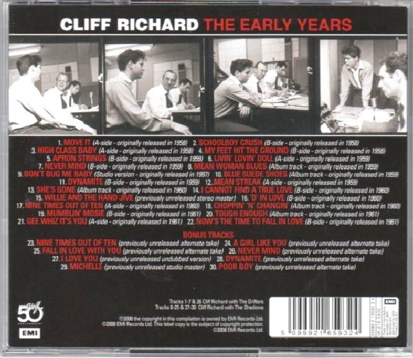 Cliff Richard The Early Years : Back